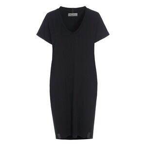 Henriette Steffensen V Neck Jersey Dress Womens One Size Black Excellent Relaxed